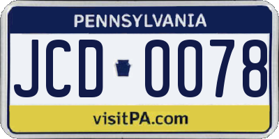 PA license plate JCD0078