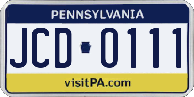 PA license plate JCD0111