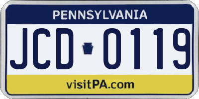 PA license plate JCD0119
