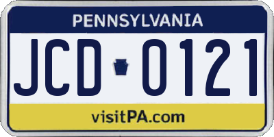 PA license plate JCD0121