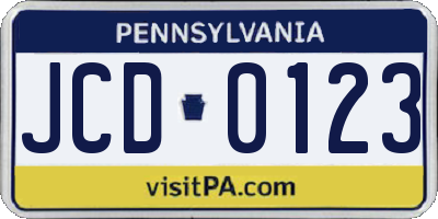 PA license plate JCD0123
