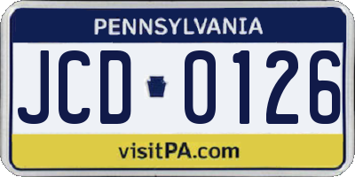 PA license plate JCD0126