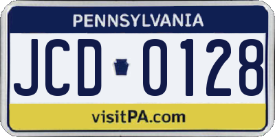 PA license plate JCD0128