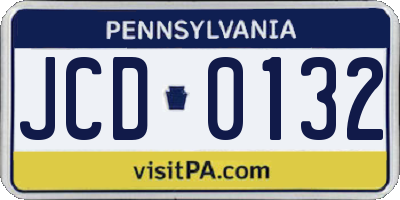 PA license plate JCD0132