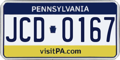 PA license plate JCD0167
