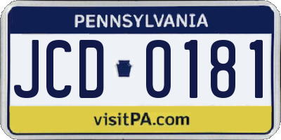 PA license plate JCD0181