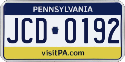PA license plate JCD0192