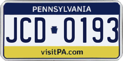 PA license plate JCD0193