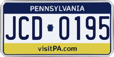 PA license plate JCD0195