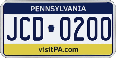 PA license plate JCD0200
