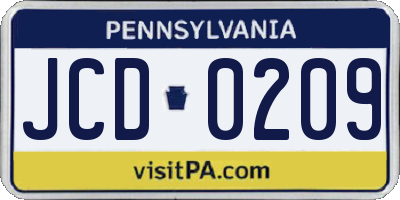 PA license plate JCD0209