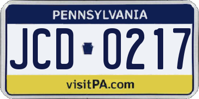 PA license plate JCD0217