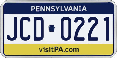 PA license plate JCD0221