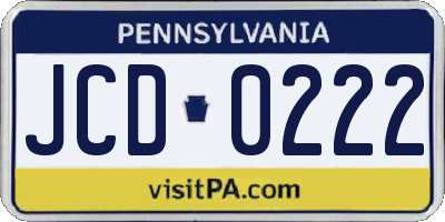 PA license plate JCD0222