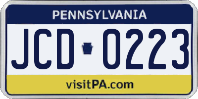 PA license plate JCD0223