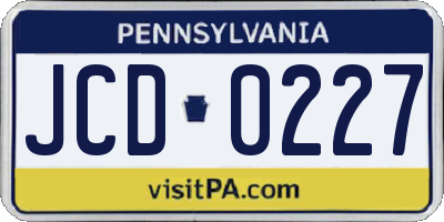 PA license plate JCD0227
