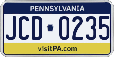 PA license plate JCD0235