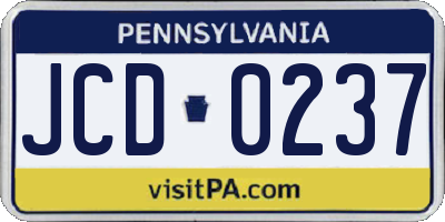 PA license plate JCD0237