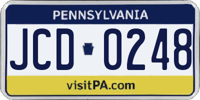 PA license plate JCD0248
