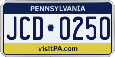 PA license plate JCD0250