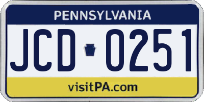 PA license plate JCD0251