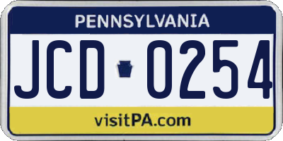 PA license plate JCD0254