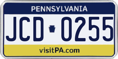 PA license plate JCD0255