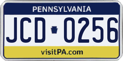 PA license plate JCD0256