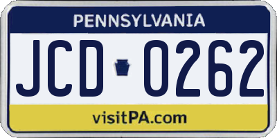 PA license plate JCD0262