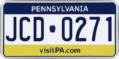 PA license plate JCD0271