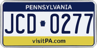 PA license plate JCD0277