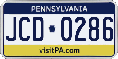 PA license plate JCD0286