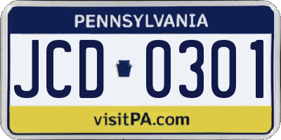 PA license plate JCD0301