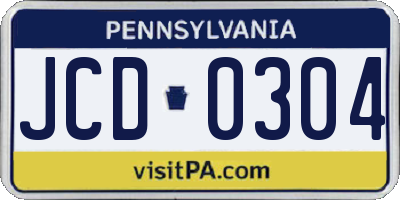 PA license plate JCD0304