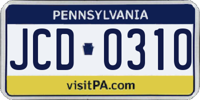 PA license plate JCD0310