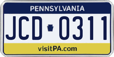 PA license plate JCD0311