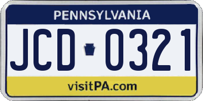 PA license plate JCD0321