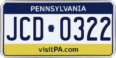 PA license plate JCD0322