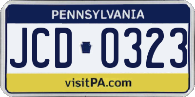 PA license plate JCD0323