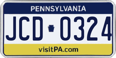 PA license plate JCD0324