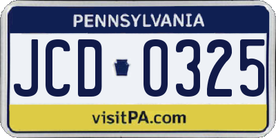 PA license plate JCD0325