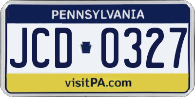PA license plate JCD0327