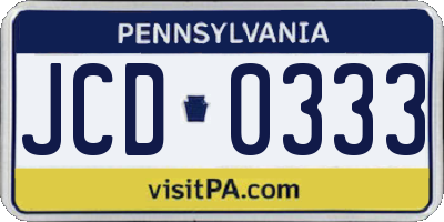 PA license plate JCD0333