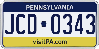 PA license plate JCD0343