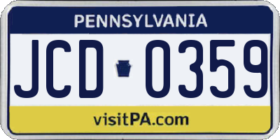 PA license plate JCD0359