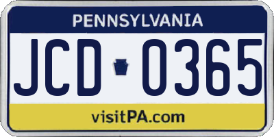 PA license plate JCD0365