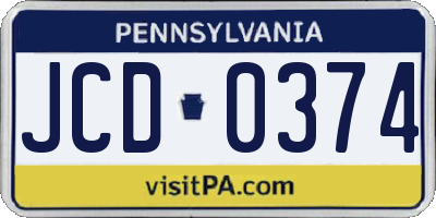PA license plate JCD0374