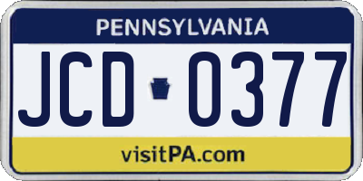 PA license plate JCD0377