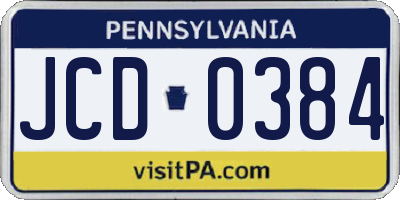 PA license plate JCD0384