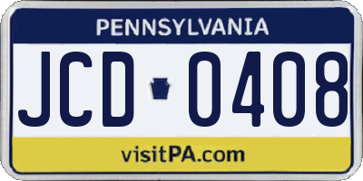 PA license plate JCD0408